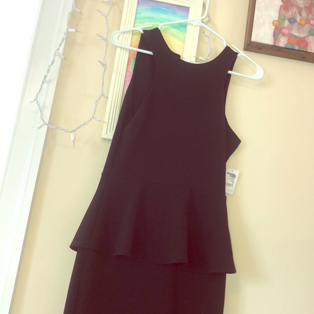 Black bodycon dress with slight ruche